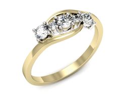 Pierścionek z diamentami żółte i białe złoto 585 - 20034zb