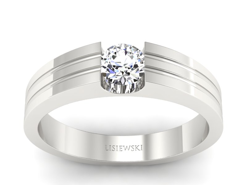 Pierścionek z brylantem białe złoto - 20039b - 1