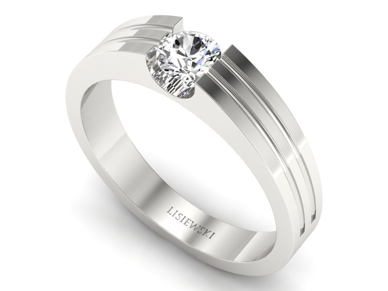 Pierścionek z brylantem białe złoto - 20039b - 3