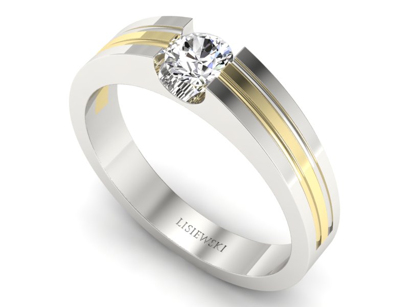 Pierścionek z brylantem białe i żółte złoto - 20039br_Si_H - 3