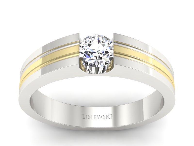 Pierścionek z brylantem złoto dwukolorowe - 20039br_VS_G_750 - 1