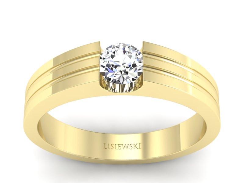 Złoty pierścionek z brylantem żółte złoto - 20039z - 1