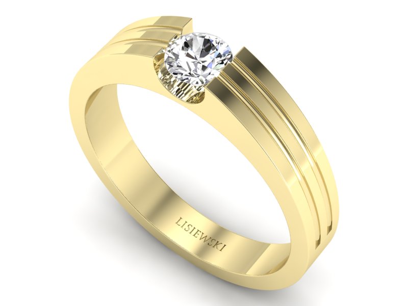 Złoty pierścionek z brylantem żółte złoto - 20039z - 3