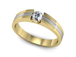 Pierścionek z diamentem żółte i białe złoto 585 - 20039zb