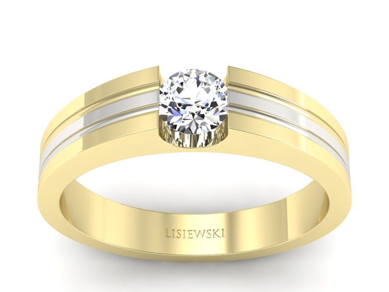 Pierścionek z diamentem żółte i białe złoto - 20039zb - 1