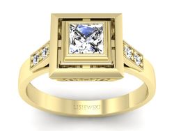 Złoty Pierścionek z diamentami żółte złoto 585 - 20050z