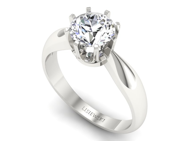 Pierścionek zaręczynowy z brylantem białe złoto - 20054b - 3