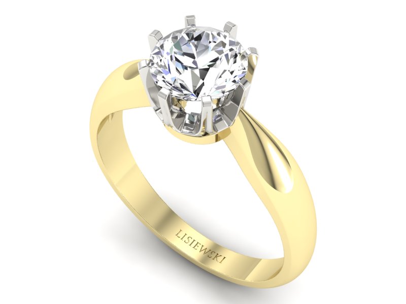 Pierścionek z brylantem żółte i białe złoto - 20054br_P_H_05 - 3