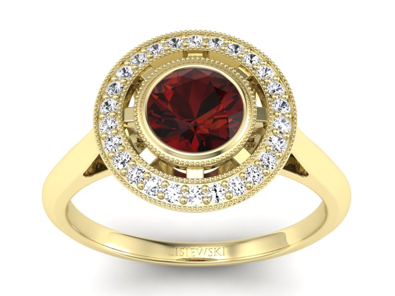 Pierścionek z granatem i brylantami promocja - 2071skkpro - 1