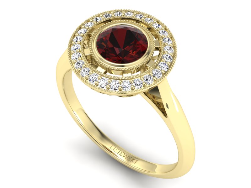 Pierścionek z granatem i brylantami promocja - 2071skkpro - 3