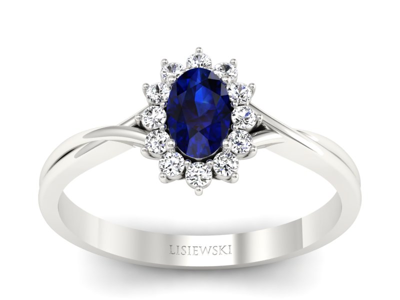 Złoty pierścionek z szafirem i brylantami - 2099skwpro - 1