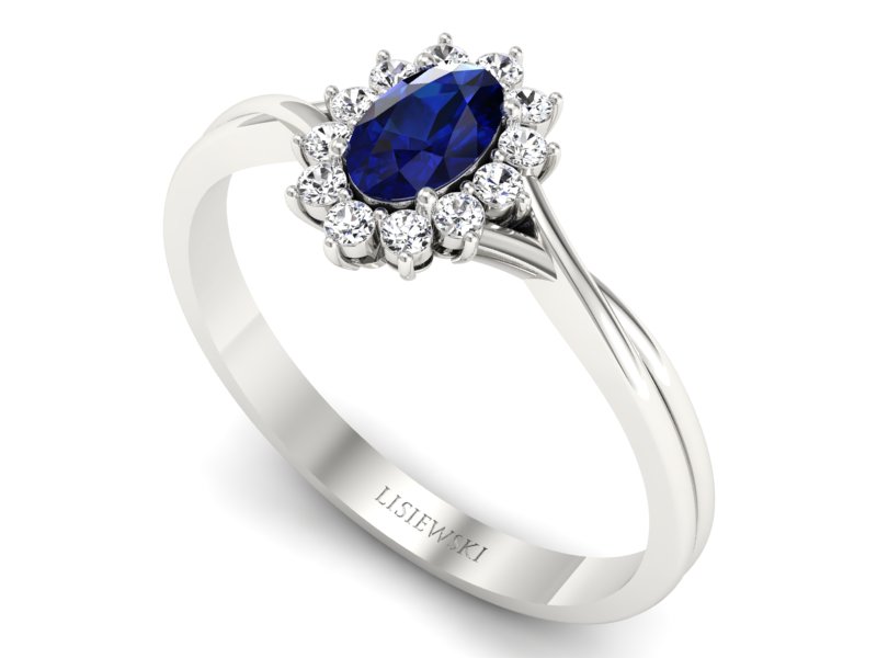 Złoty pierścionek z szafirem i brylantami - 2099skwpro - 3