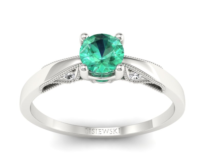 Pierścionek ze szmaragdem z brylantami promocja - 2419skwpro - 1
