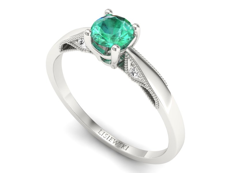 Pierścionek ze szmaragdem z brylantami promocja - 2419skwpro - 3