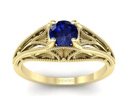 Pierścionek z szafirem żółte złoto 585 promocja - 2420skwpro
