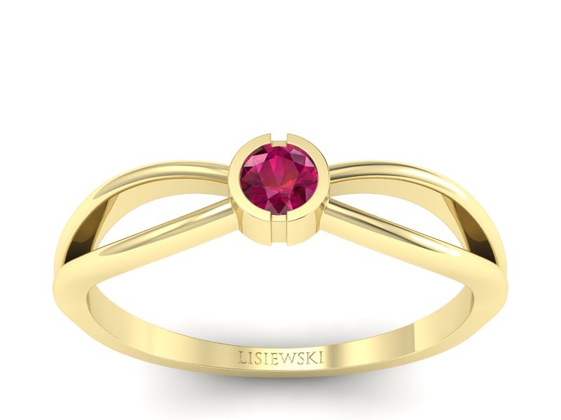 Pierścionek z rubinem żółte złoto 585 promocja - 2421skwpro - 1