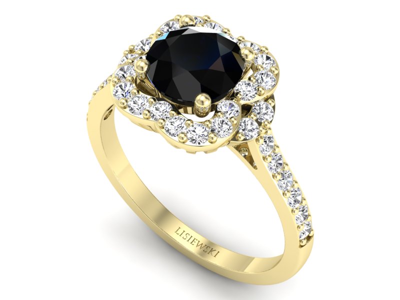 Pierścionek z szafirem i brylantami promocja - 2563skwpro