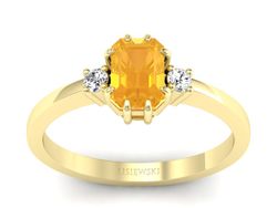 Elegancki złoty pierścionek z cytrynem i diamentami - 2762skwpro