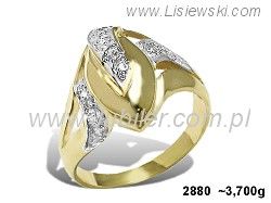Złoty Pierścionek z cyrkoniami żółte złoto próba 585 - 2880