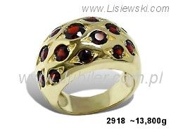 Złoty Pierścionek z granatami żółte złoto 585 - 2918