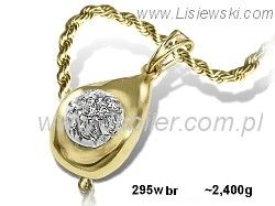Złoty wisiorek rodowane i brylantami - 295wbr_Si_H