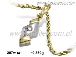 Złoty Wisiorek zawieszka z brylantem żółte złoto - 297w_br