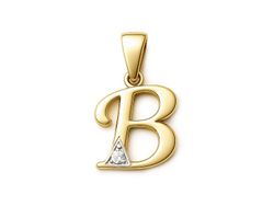 Złota zawieszka z brylantem żółte złoto - 2w_B_br