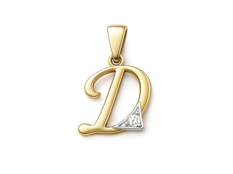 Złota zawieszka litera D z cyrkoniami - 2w_D_ - 1