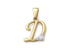 Złota zawieszka z brylantem żółte złoto - 2w_D_br