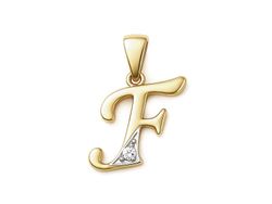 Złoty wisiorek litera F z cyrkonią - 2w_F_