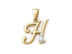 Złoty wisiorek litera H z cyrkonią - 2w_H_