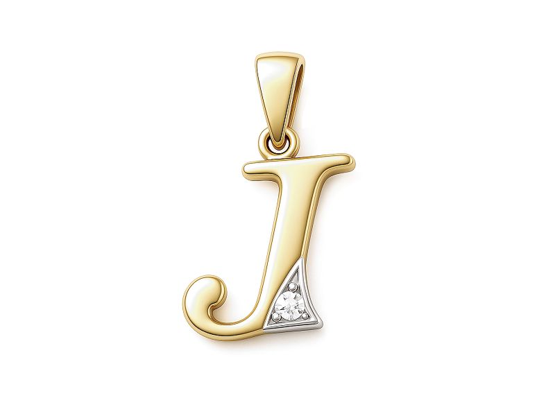 Złoty wisiorek litera I z cyrkonią - 2w_I_ - 1
