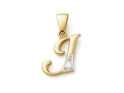 Złoty wisiorek litera J z cyrkonią - 2w_J_