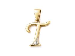 Złoty wisiorek litera T z brylantem - 2w_T_br