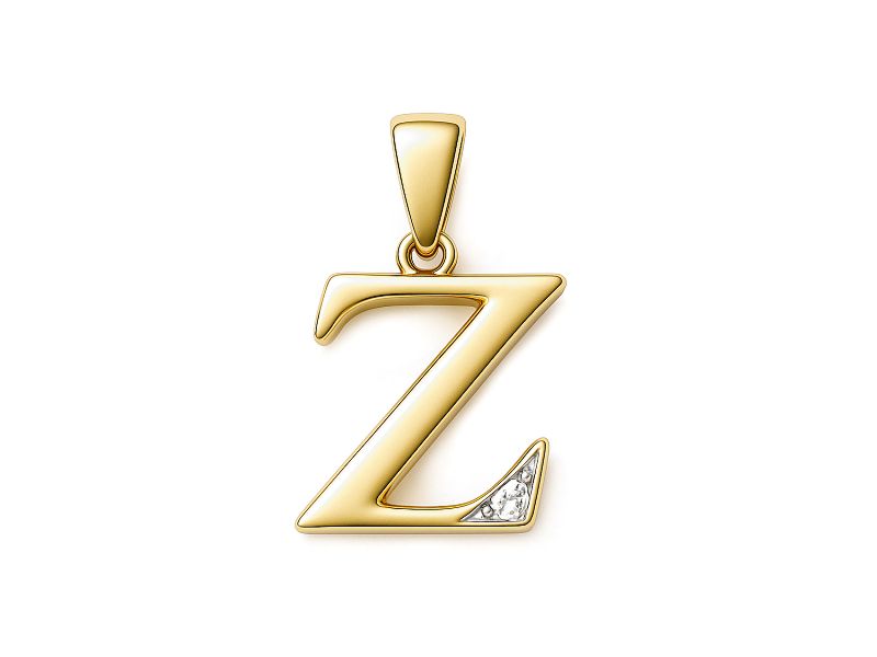Złoty wisiorek litera Z z brylantem - 2w_Z_br - 1