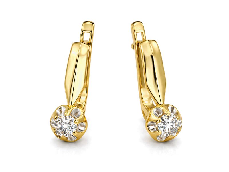 Złote kolczyki z brylantami żółte złoto - 30000k - 2