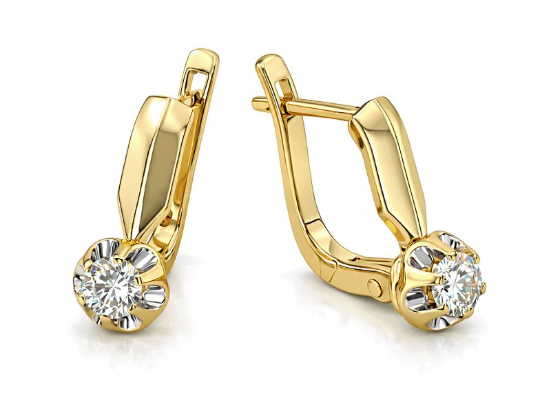 Złote kolczyki z brylantami żółte złoto - 30000k - 3