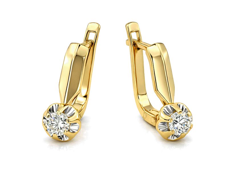 Złote kolczyki z brylantami żółte złoto - 30000k - 1