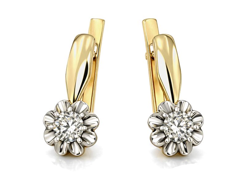 Kolczyki z brylantami białe i żółte złoto - 30001br_SI_H - 1