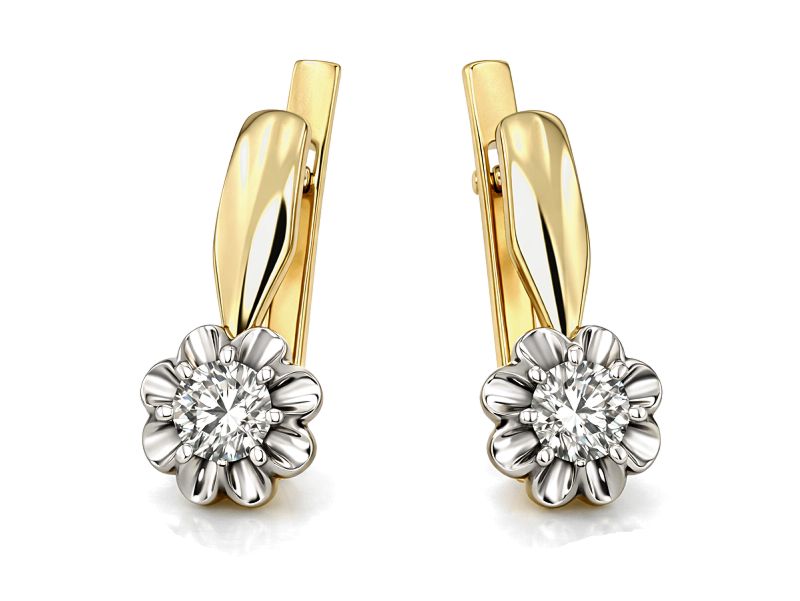Kolczyki z brylantami białe i żółte złoto - 30001br_VS_G - 1