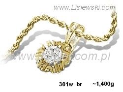 Złoty Wisiorek zawieszka z brylantem żółte złoto - 301w_br