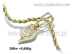 Złoty Wisiorek zawieszka z brylantem żółte złoto - 306w_br