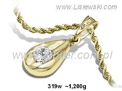 Złota zawieszka Wisiorek z brylantem żółte złoto - 319w_br