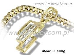 Złota zawieszka moderno z cyrkoniami - Lisiewski - 356w