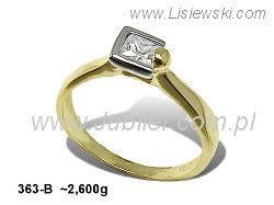 Pierścionek z cyrkonią białe i żółte złoto próba 585 - 363b