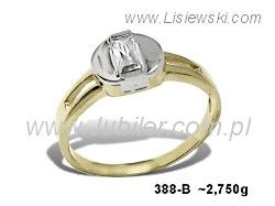 Pierścionek z cyrkonią białe i żółte złoto próba 585 - 388b