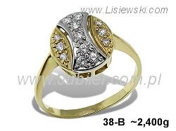 Pierścionek z cyrkoniami żółte i białe złoto 585 - 38b