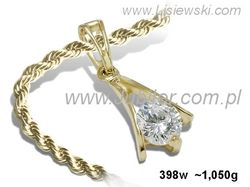 Złota zawieszka z cyrkonią 585 - unikalny design - 398w