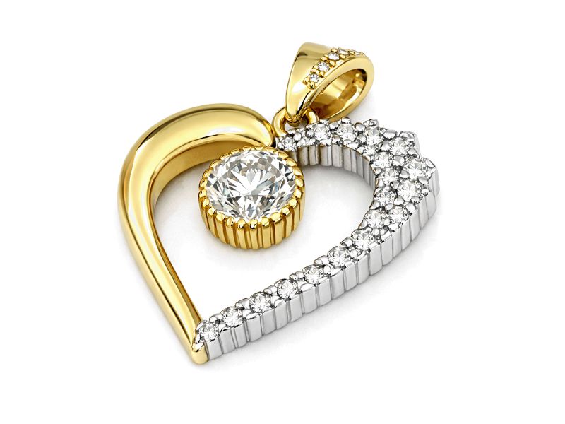 Złota zawieszka z brylantami - 40003w_P_I - 3