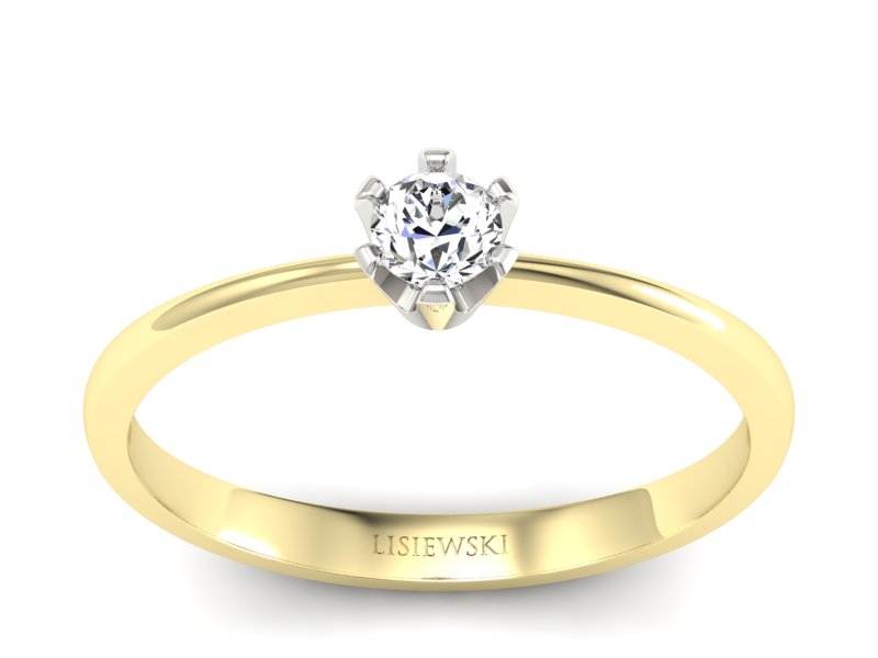 Pierścionek z diamentem żółte i białe proba 585 - 40004zb - 1